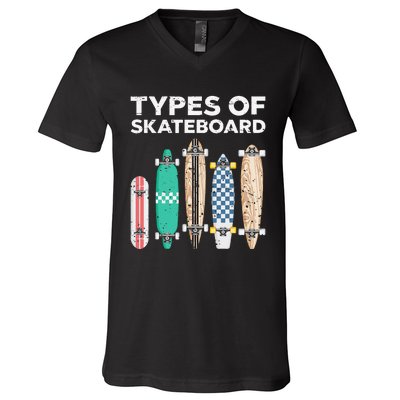 Types of skateboards skateboarding skating V-Neck T-Shirt