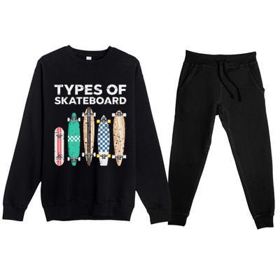 Types of skateboards skateboarding skating Premium Crewneck Sweatsuit Set