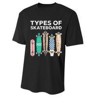 Types of skateboards skateboarding skating Performance Sprint T-Shirt