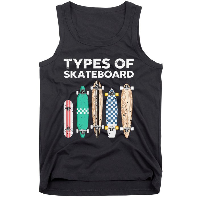 Types of skateboards skateboarding skating Tank Top