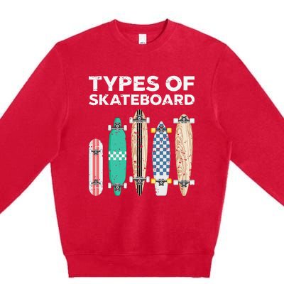 Types of skateboards skateboarding skating Premium Crewneck Sweatshirt