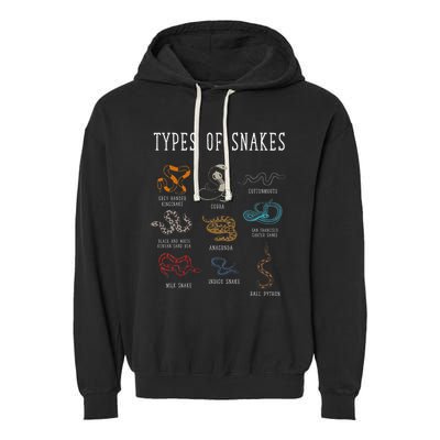 Types Of Snakes Educational Serpent 9 Different Snake Garment-Dyed Fleece Hoodie