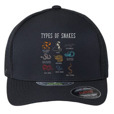 Types Of Snakes Educational Serpent 9 Different Snake Flexfit Unipanel Trucker Cap