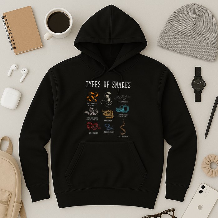 Types Of Snakes Educational Serpent 9 Different Snake Hoodie