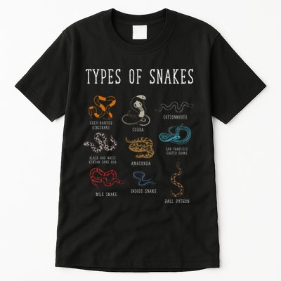 Types Of Snakes Educational Serpent 9 Different Snake Tall T-Shirt