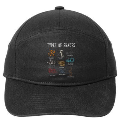 Types Of Snakes Educational Serpent 9 Different Snake 7-Panel Snapback Hat