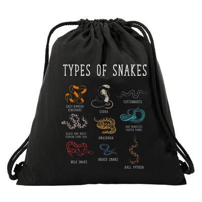 Types Of Snakes Educational Serpent 9 Different Snake Drawstring Bag