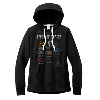 Types Of Snakes Educational Serpent 9 Different Snake Women's Fleece Hoodie