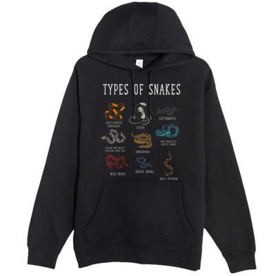 Types Of Snakes Educational Serpent 9 Different Snake Premium Pullover Hoodie