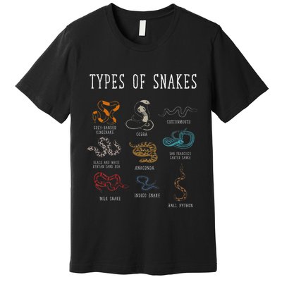 Types Of Snakes Educational Serpent 9 Different Snake Premium T-Shirt
