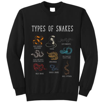 Types Of Snakes Educational Serpent 9 Different Snake Tall Sweatshirt
