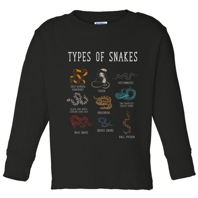 Types Of Snakes Educational Serpent 9 Different Snake Toddler Long Sleeve Shirt