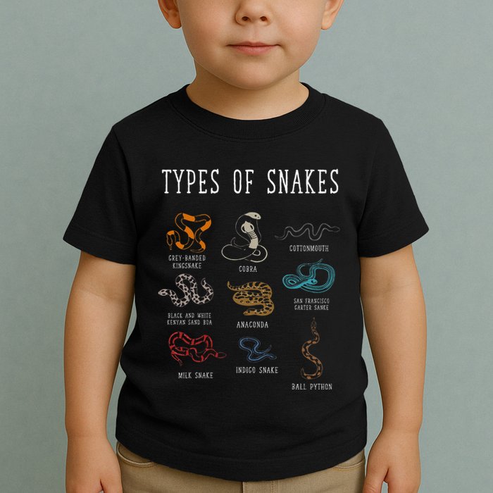Types Of Snakes Educational Serpent 9 Different Snake Toddler T-Shirt