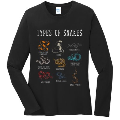 Types Of Snakes Educational Serpent 9 Different Snake Ladies Long Sleeve Shirt