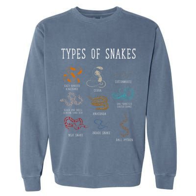 Types Of Snakes Educational Serpent 9 Different Snake Garment-Dyed Sweatshirt
