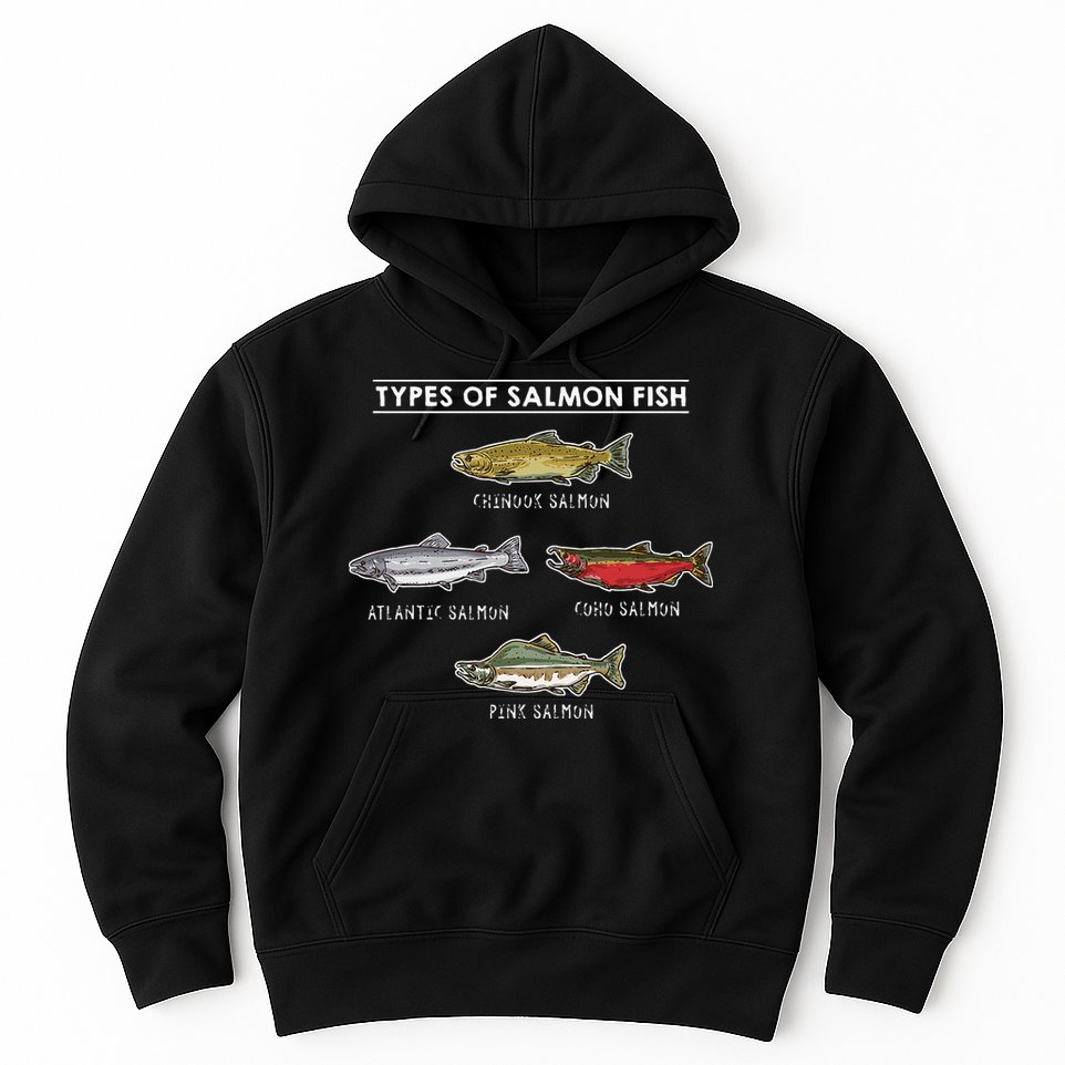 Types of Salmon Fish for Salmon Fishing Hoodie