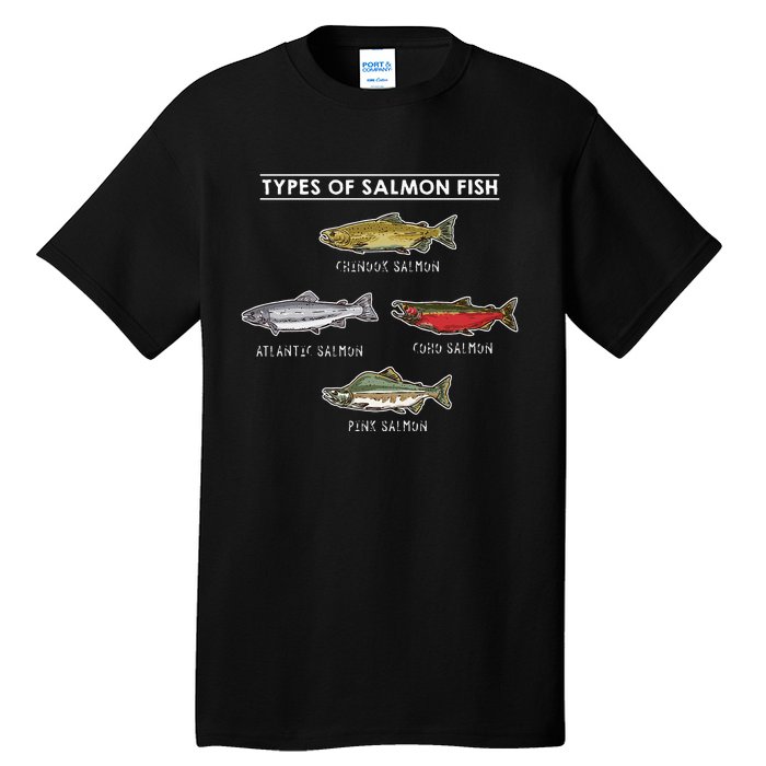 Types of Salmon Fish for Salmon Fishing Tall T-Shirt