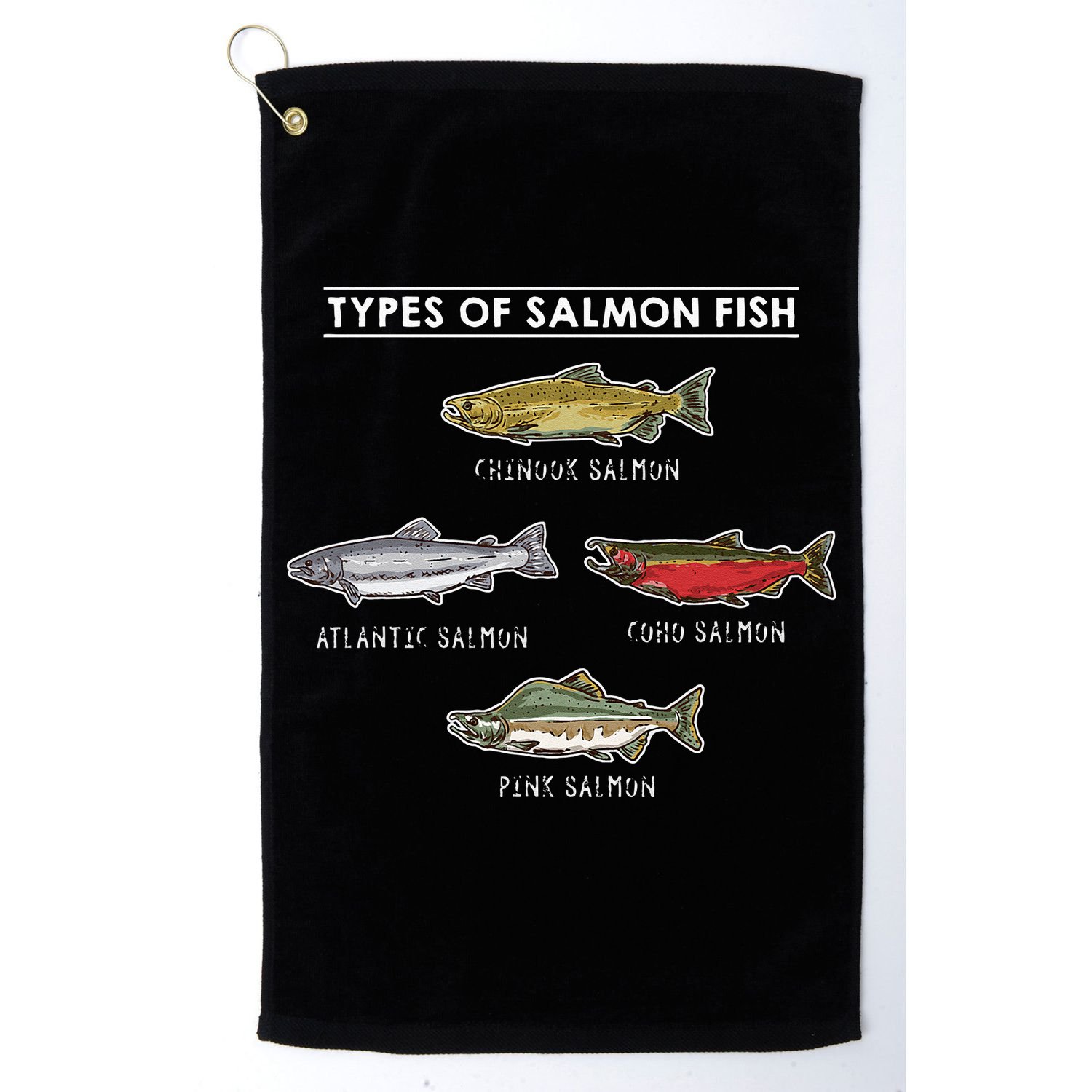 Types of Salmon Fish for Salmon Fishing Golf Towel