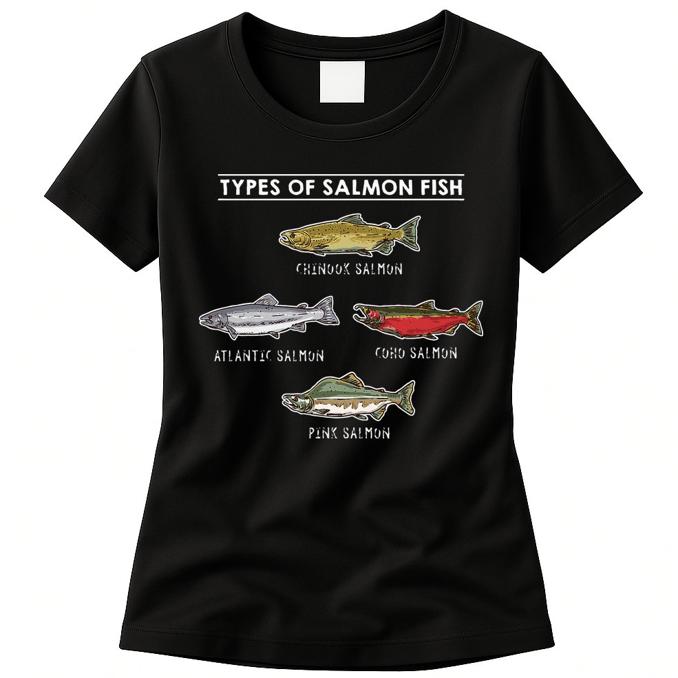 Types of Salmon Fish for Salmon Fishing Womens T-Shirt