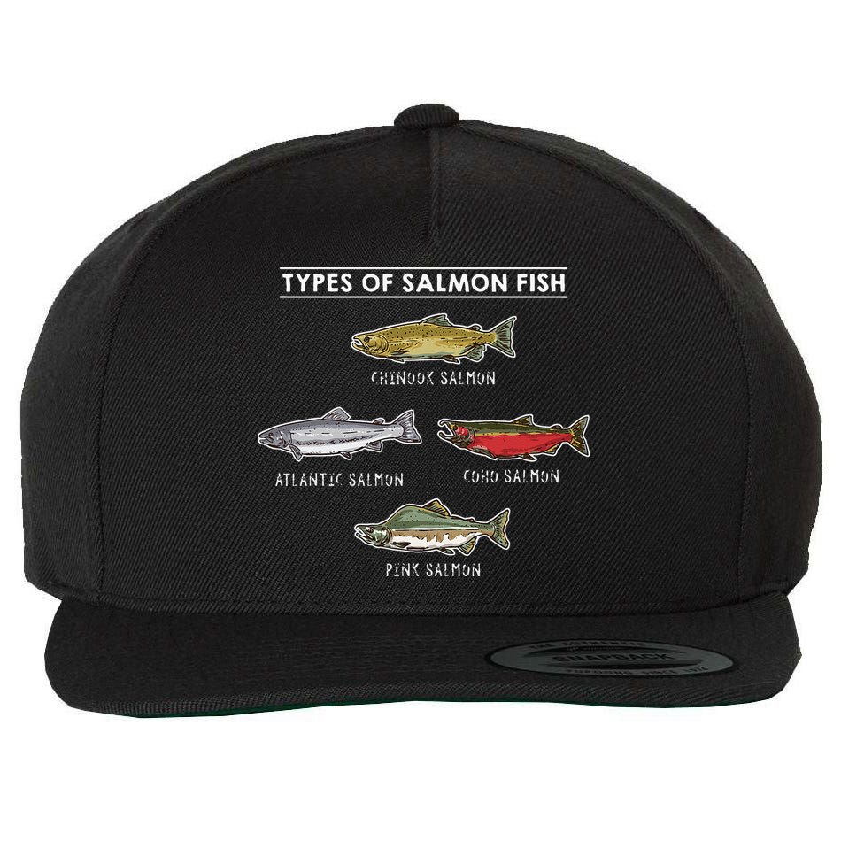 Types of Salmon Fish for Salmon Fishing Wool Snapback Cap