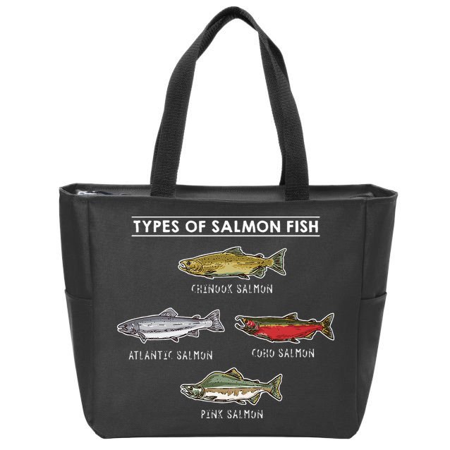 Types of Salmon Fish for Salmon Fishing Zip Tote Bag
