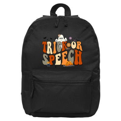 Trick Or Speech Speech Language Pathologist Halloween 16 in Basic Backpack