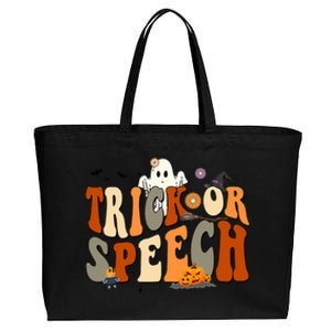 Trick Or Speech Speech Language Pathologist Halloween Cotton Canvas Jumbo Tote