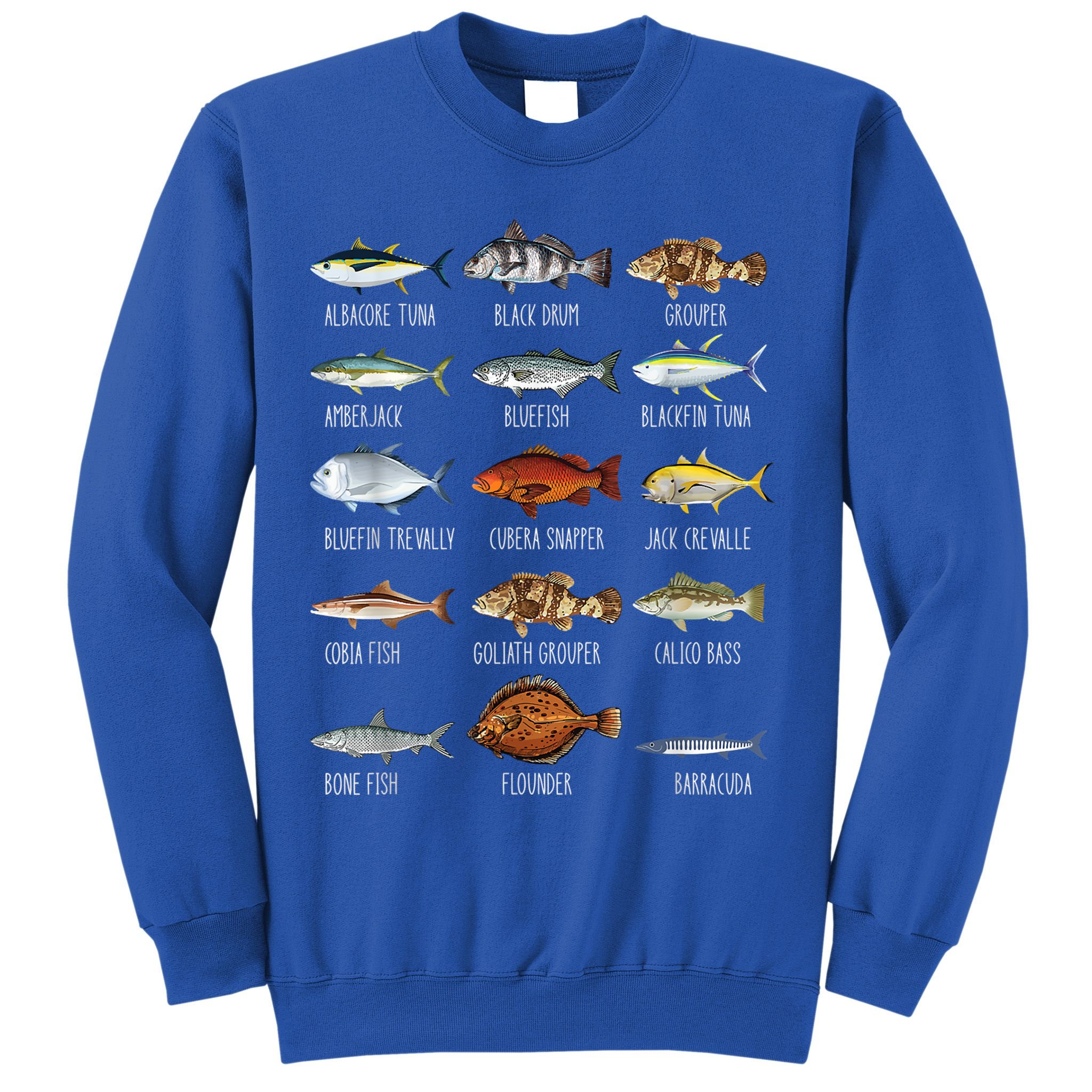 Types Of Saltwater Fish Species Biology Fishing Lover Sweatshirt