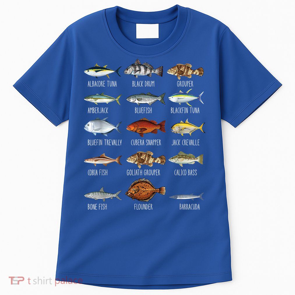 Types Of Saltwater Fish Species Biology Fishing Lover Tall T-Shirt