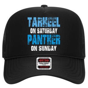 Tarheel on Saturday Panther on Sunday Tee Funny Sports Fans High Crown Mesh Back Trucker Hat