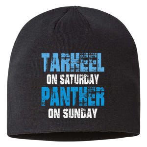 Tarheel on Saturday Panther on Sunday Tee Funny Sports Fans Sustainable Beanie