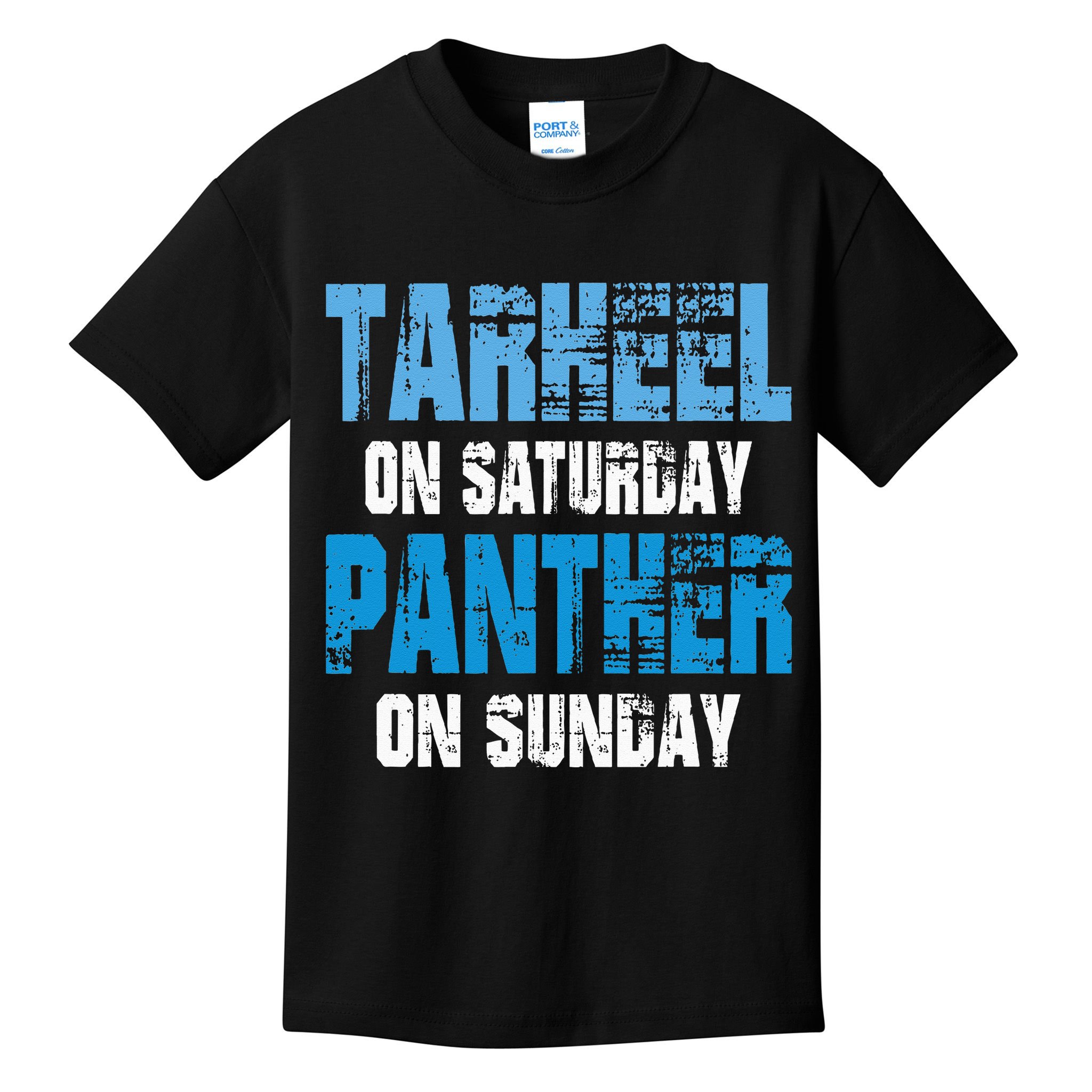 Tarheel on Saturday Panther on Sunday Tee Funny Sports Fans Kids T-Shirt