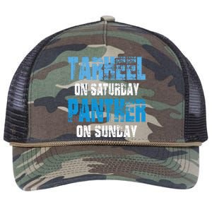 Tarheel on Saturday Panther on Sunday Tee Funny Sports Fans Retro Rope Trucker Hat Cap