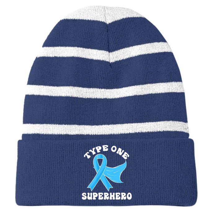 Type One Superhero Diabetes Awareness Diabetic Boys Girls Striped Beanie with Solid Band