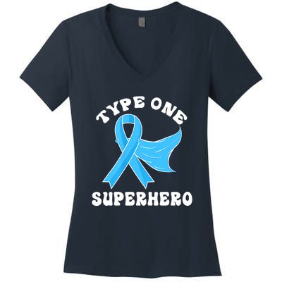 Type One Superhero Diabetes Awareness Diabetic Boys Girls Women's V-Neck T-Shirt