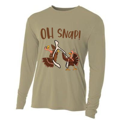 Thanksgiving Oh Snap Turkey Wishbone Funny Cooling Performance Long Sleeve Crew