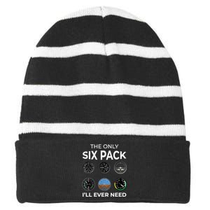 The Only Six Pack ILl Ever Need Pilot Aviation Aviator Striped Beanie with Solid Band