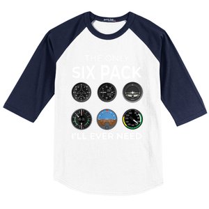 The Only Six Pack ILl Ever Need Pilot Aviation Aviator Baseball Sleeve Shirt