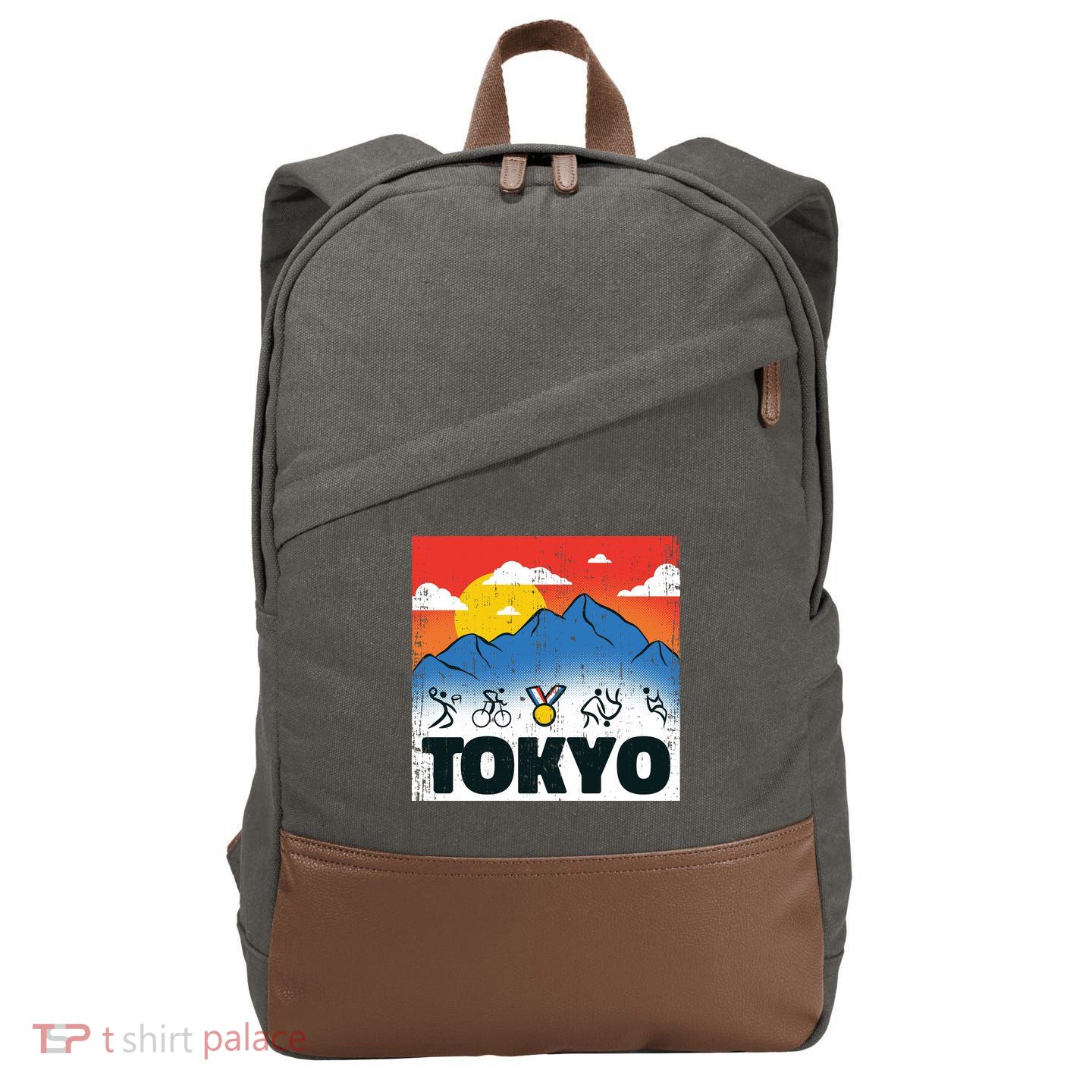 Tokyo Olympics Stick Figures Cotton Canvas Backpack