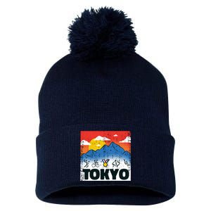 Tokyo Olympics Stick Figures Pom Pom 12in Knit Beanie