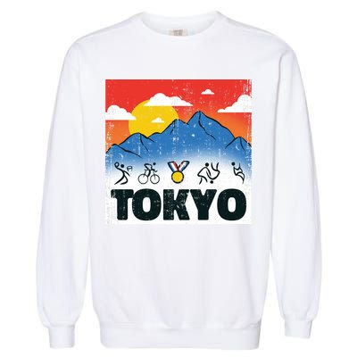 Tokyo Olympics Stick Figures Garment-Dyed Sweatshirt