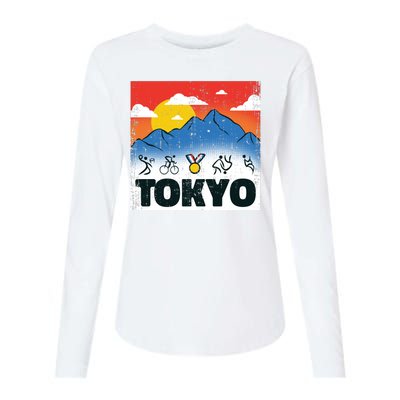 Tokyo Olympics Stick Figures Womens Cotton Relaxed Long Sleeve T-Shirt