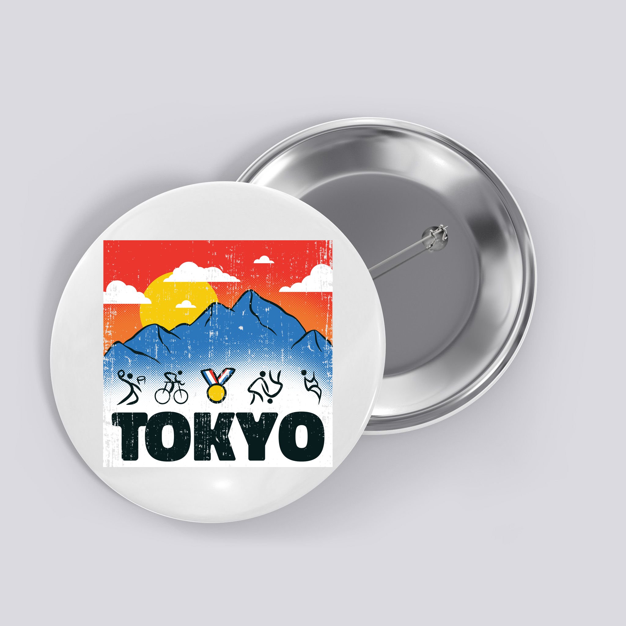 Tokyo Olympics Stick Figures Button