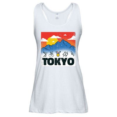 Tokyo Olympics Stick Figures Ladies Essential Flowy Tank