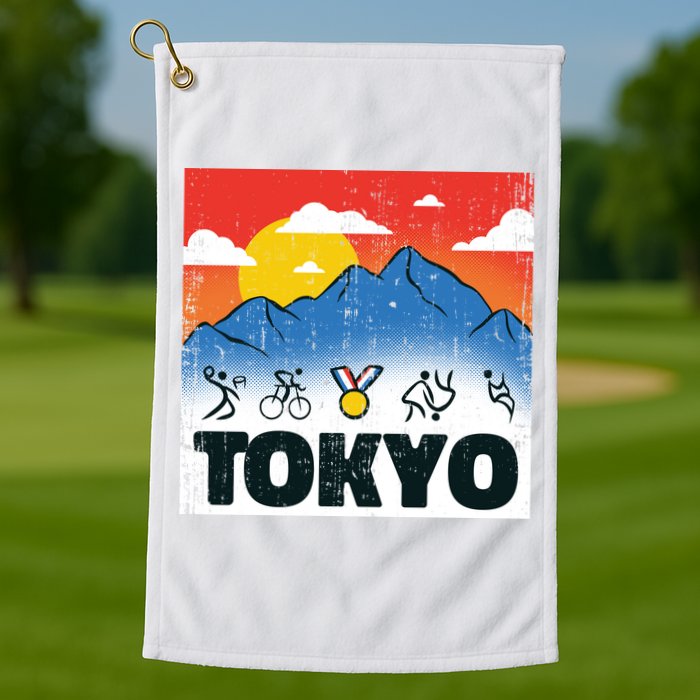 Tokyo Olympics Stick Figures Golf Towel