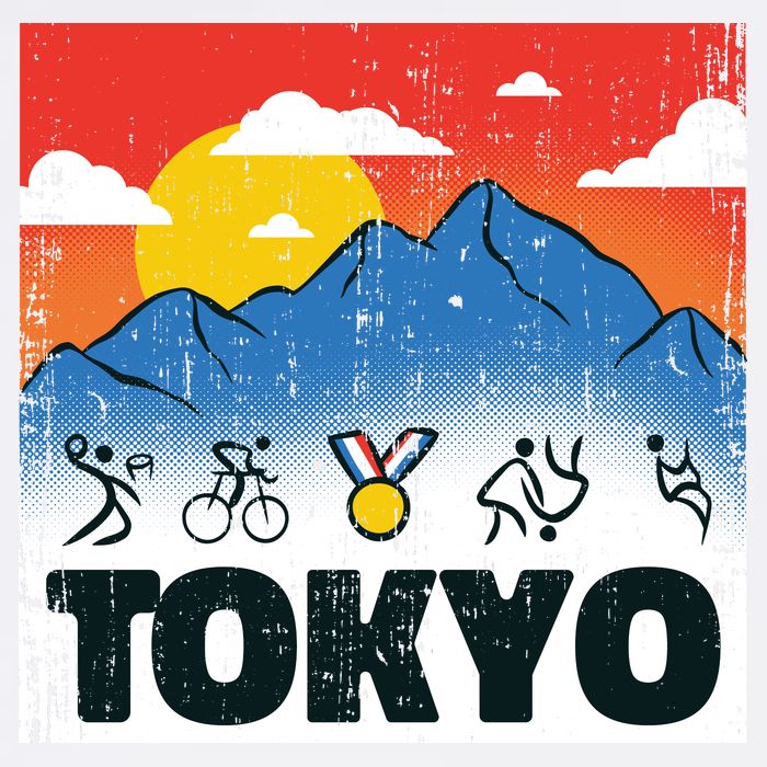 Tokyo Olympics Stick Figures Golf Towel