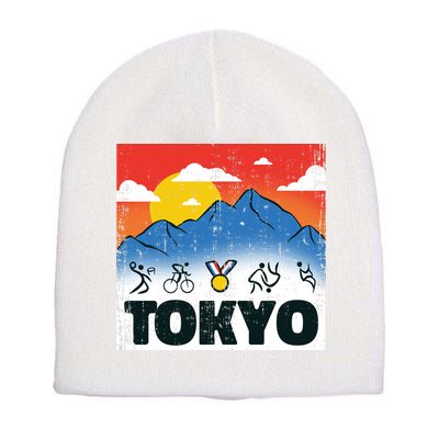 Tokyo Olympics Stick Figures Short Acrylic Beanie