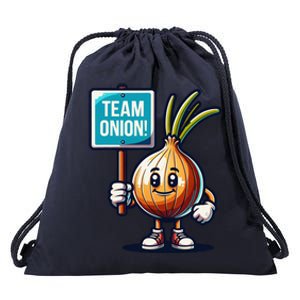 Team Onion Sweet Onion Mascot Funny Vegetable Drawstring Bag