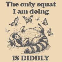 The Only Squat IM Doing Is Diddly Squat Funny Raccoon Meme Drawstring Bag