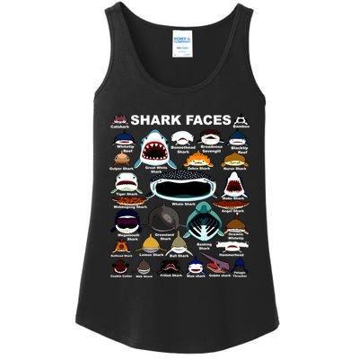 Types Of Sharks Faces Identification Birthday School Ladies Essential Tank